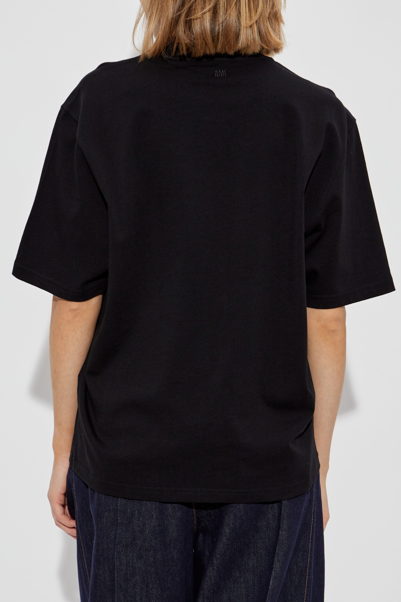 Tシャツ・カットソー AMI ALEXANDRE MATIUSSI Women Tops FTP066 AC0014001 Black Black Top with stitching Ami Alexandre Mattiussi - Vitkac Canada